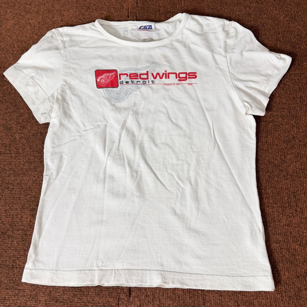 Detroit Red Wings NHL Womens White Graphic T-Shirt CSA For Her 2009 Vintage Smal